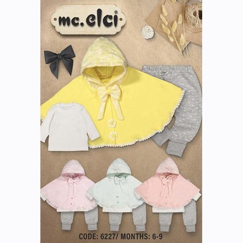 6227 Kız Penye Pelerinli 3 lü Takım 6-9 AY