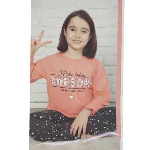 U-8006 Çocuk Likralı Süprem Penye Pijama Takımı 6-9 Yaş