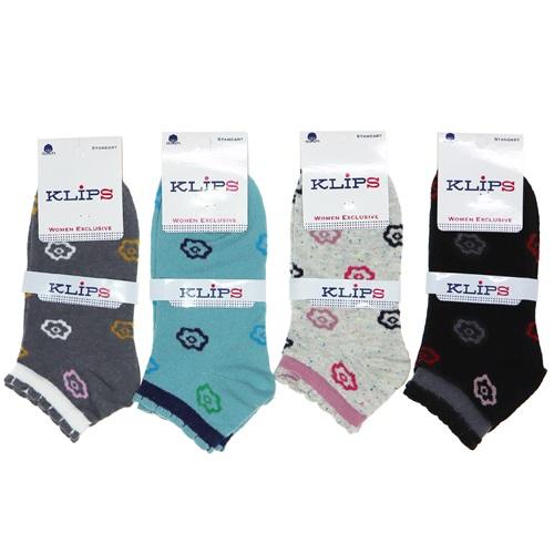 Klips 327 Bayan Desenli Yıkamalı Patik Çorap