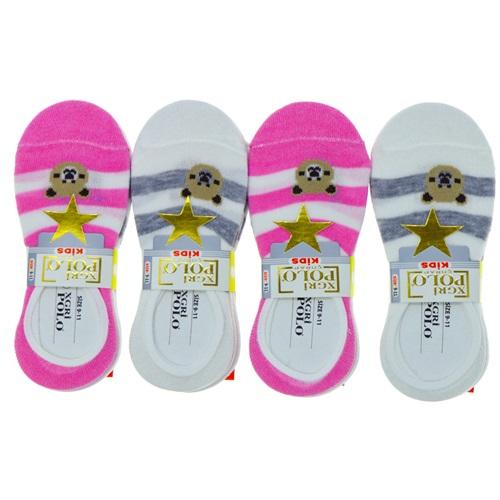 XGri Polo Ç-1 Kız Çocuk Yıkamalı Desenli Likralı Babet Çorap