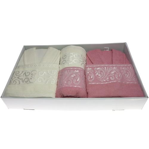 Bellina Kadife Jakarlı Aile Bornoz Seti 6 Parça - Karışık Renk - STANDART