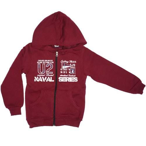 U2 Baskılı Üç İplik Fermuarlı Kapşonlu Erkek Çocuk Hırka 9-12 Yaş - Antrasit