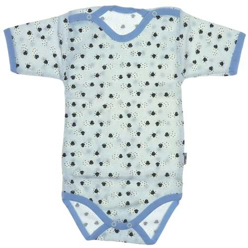 Kuzu Desenli Yarım Kollu Bebe Çıtçıtlı Badi 0-3 Ay - 6-9 Ay