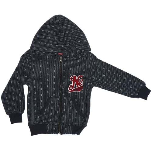 Ne Originals Nakışlı Üç İplik Fermuarlı Kapşonlu Erkek Çocuk Hırka 5-8 Yaş
