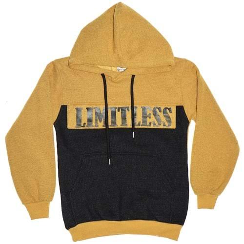 Twix 8471 Limitless Baskı Üç İplik Kanguru Cep Kapşonlu Erkek Çocuk Sweatshirt 9-12 yaş