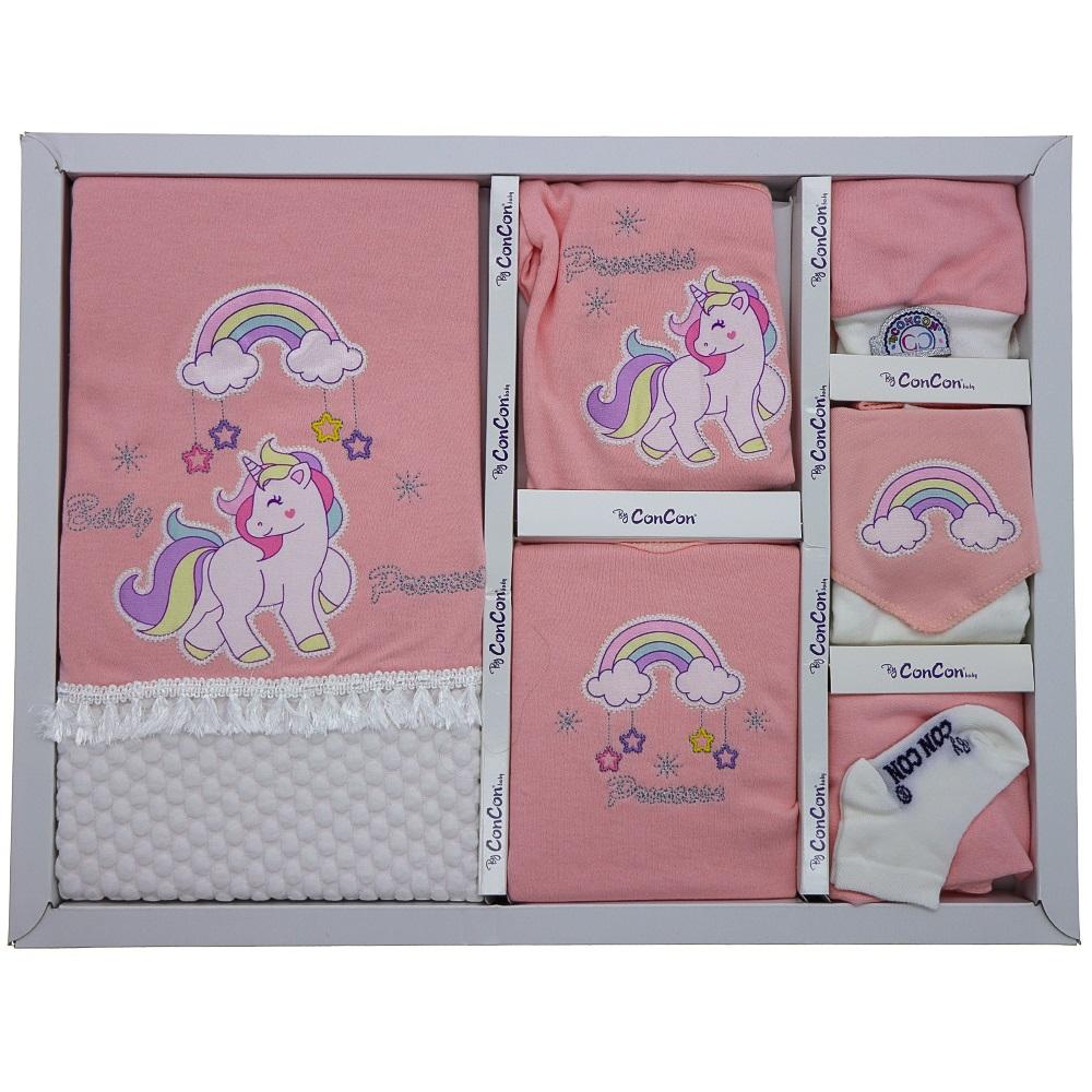 CC-10017 Unicorn Baskılı 10 Parça Lüx Zıbın Set 0-3 Ay