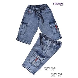 Rema 3044 Erkek Çocuk Kar Yıkama Kargo Cep Kot Kapri 3-7 Yaş