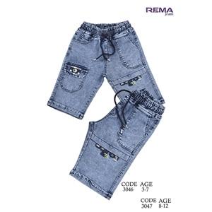 Rema 3046 Erkek Çocuk Kar Yıkama Kargo Cep Bacak Katlama Kot Kapri 3-7 Yaş