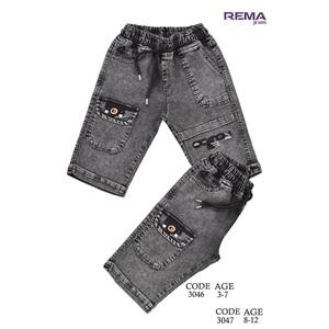 Rema 3046 Erkek Çocuk Kar Yıkama Kargo Cep Bacak Katlama Kot Kapri 3-7 Yaş